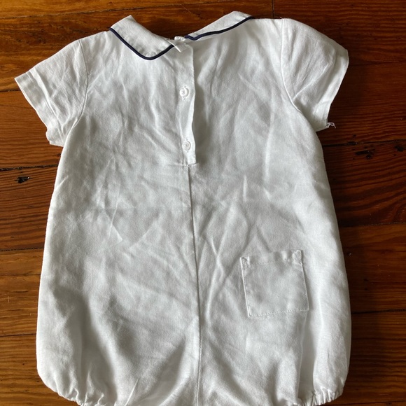 Janie and Jack navy collared piping bubble onesie - Picture 5 of 5